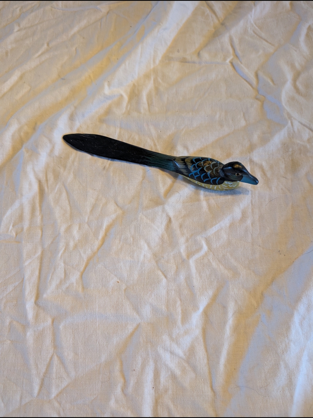2/16$ Vintage Green and Black Carved Bird Letter Opener